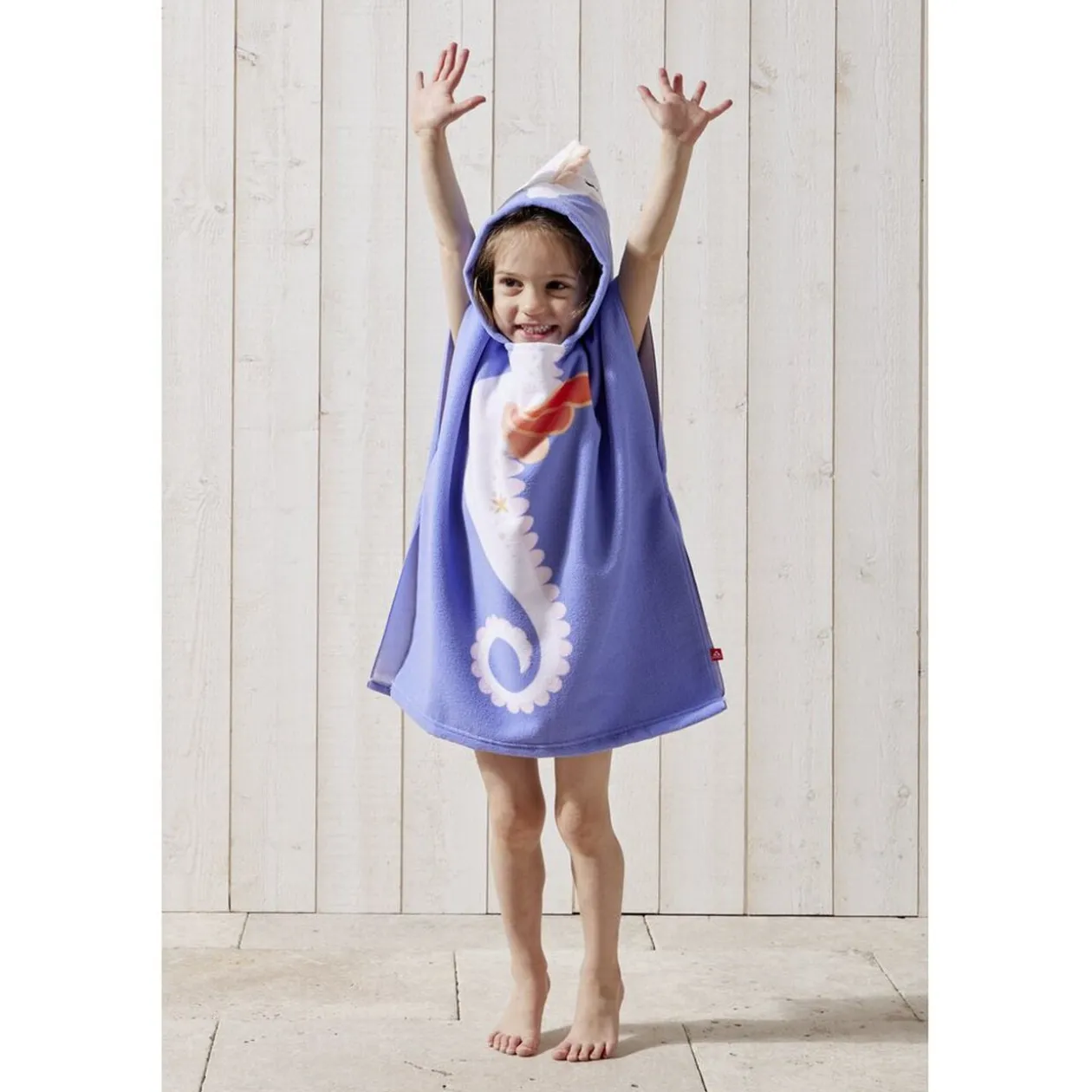 Poncho de plage enfant hippocampe TU 55x110cm