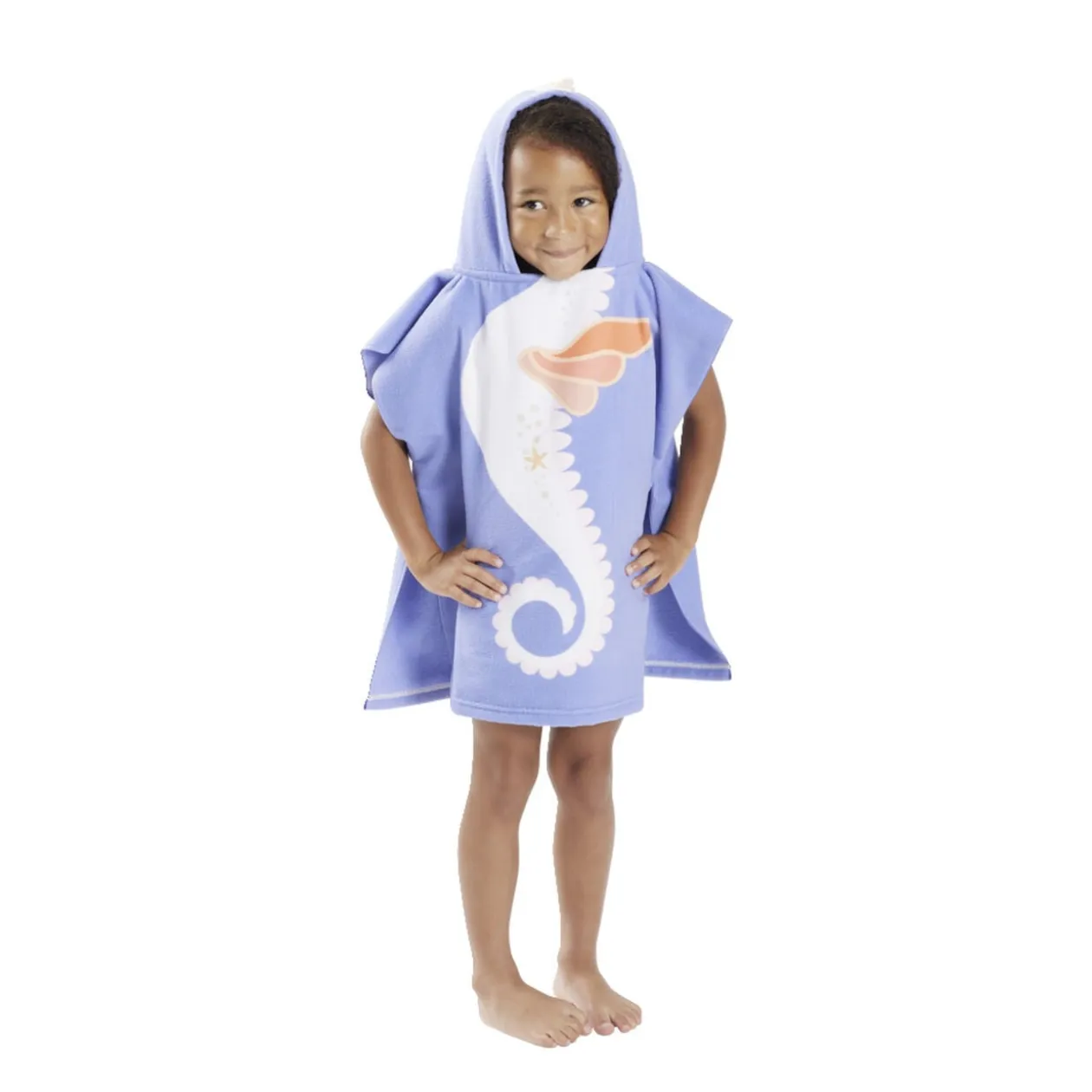 Poncho de plage enfant hippocampe TU 55x110cm