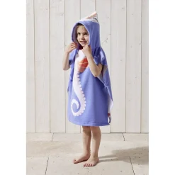 Poncho de plage enfant hippocampe TU 55x110cm