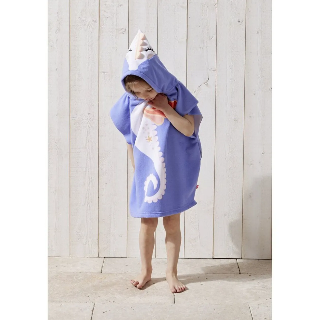 Poncho de plage enfant hippocampe TU 55x110cm