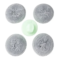 Éponge boule grattante x4 acier inox Ø8cm avec 1 poignée < Gifi Clearance