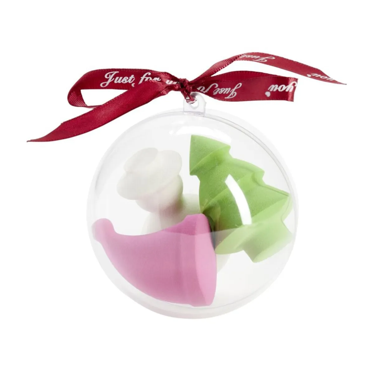 Éponge cosmétique dans boule de Noël transparente H9cm (2 modèles) < Gifi