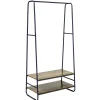 Portant 2 niveaux bois brun et métal noir 87x44xH170cm