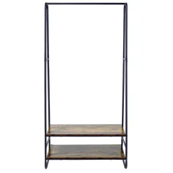 Portant 2 niveaux bois brun et métal noir 87x44xH170cm