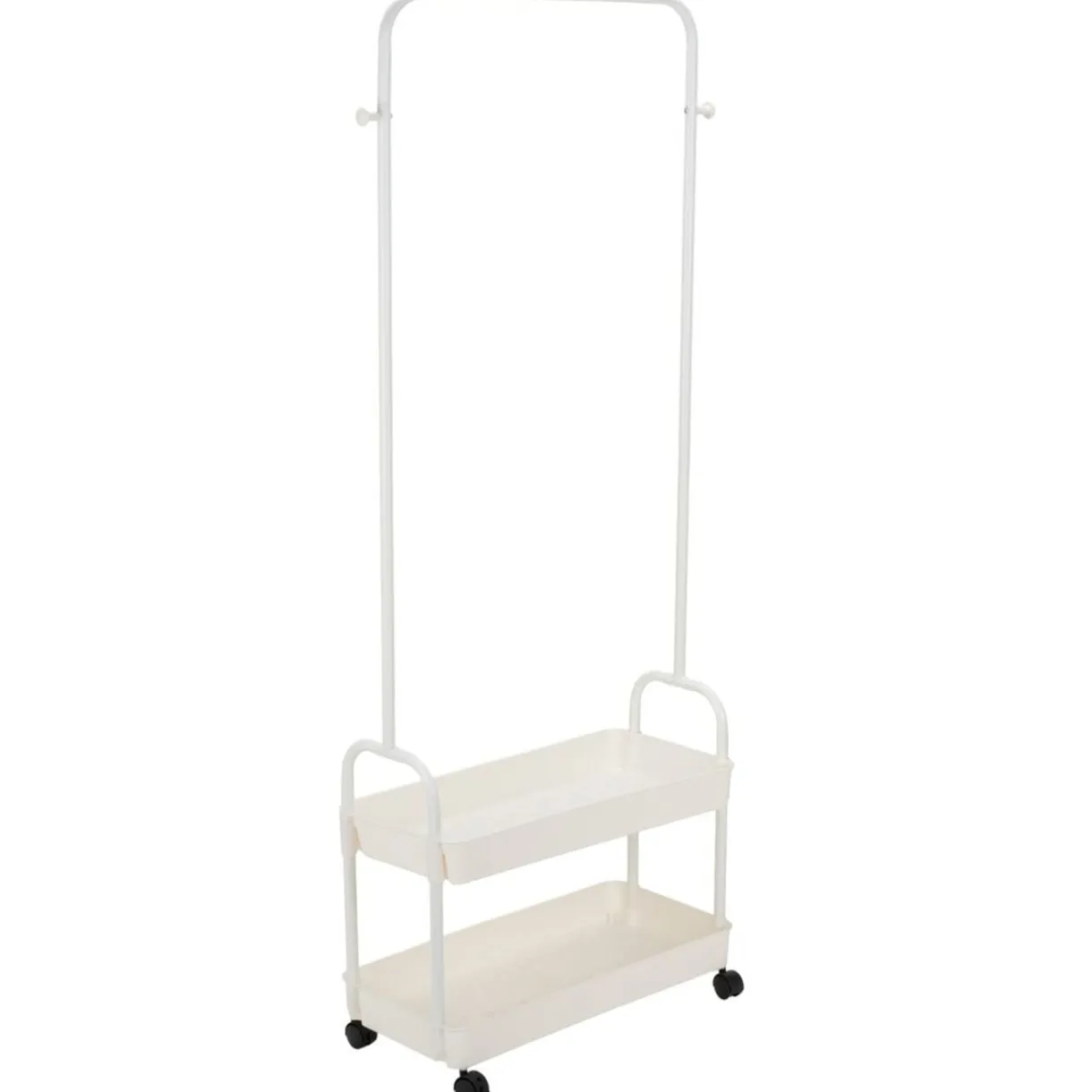 Portant vêtements à roulettes avec 2 tablettes acier blanc 63x29xH163cm < Gifi New