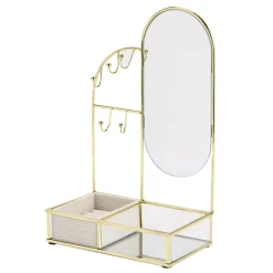 Porte-bijoux avec miroir et rangement métal jaune doré 18x10xH28,5cm < Gifi Hot
