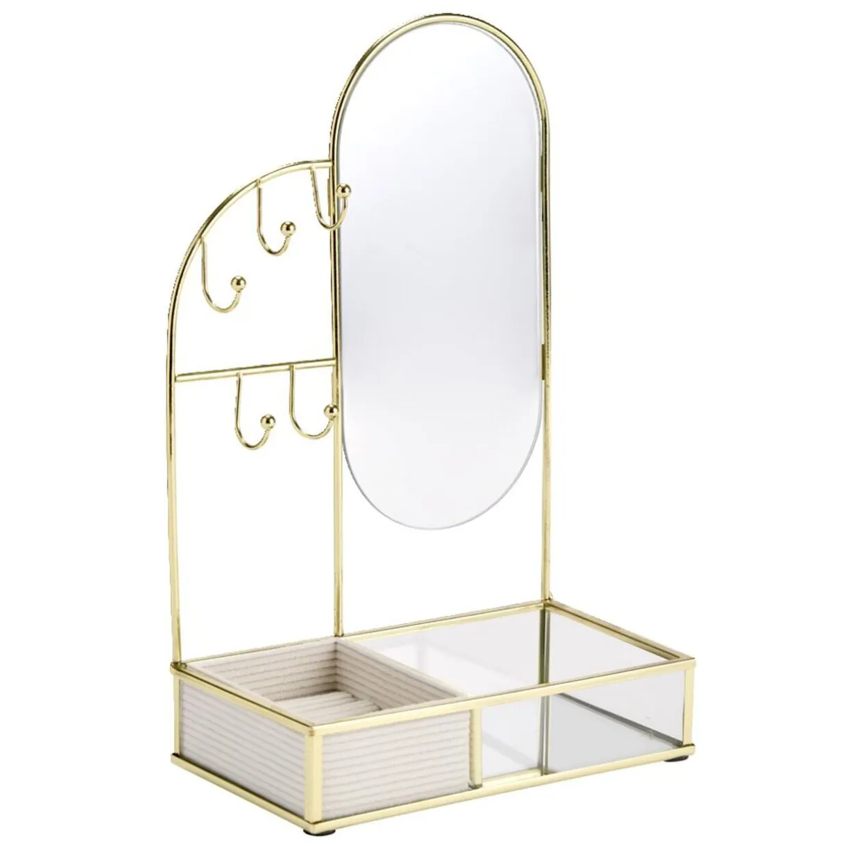 Porte-bijoux avec miroir et rangement métal jaune doré 18x10xH28,5cm < Gifi Hot