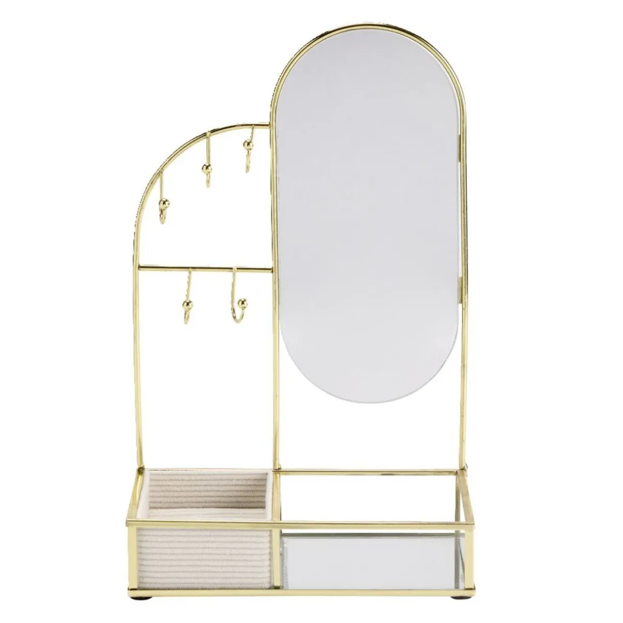 Porte-bijoux avec miroir et rangement métal jaune doré 18x10xH28,5cm < Gifi Hot