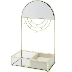 Porte-bijoux métal doré avec miroir 18x10xH30cm