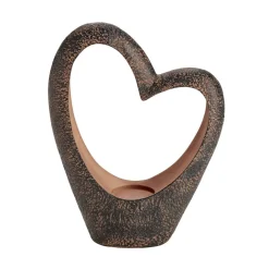 Porte-bougie coeur résine noir 20x6,5xH26cm