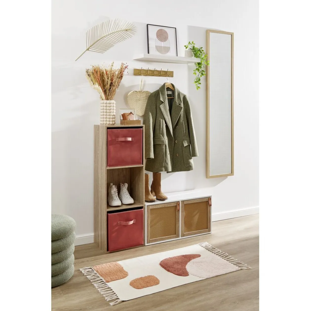 Porte cannage Box Cube 32,2x32,2x1,2cm bois marron