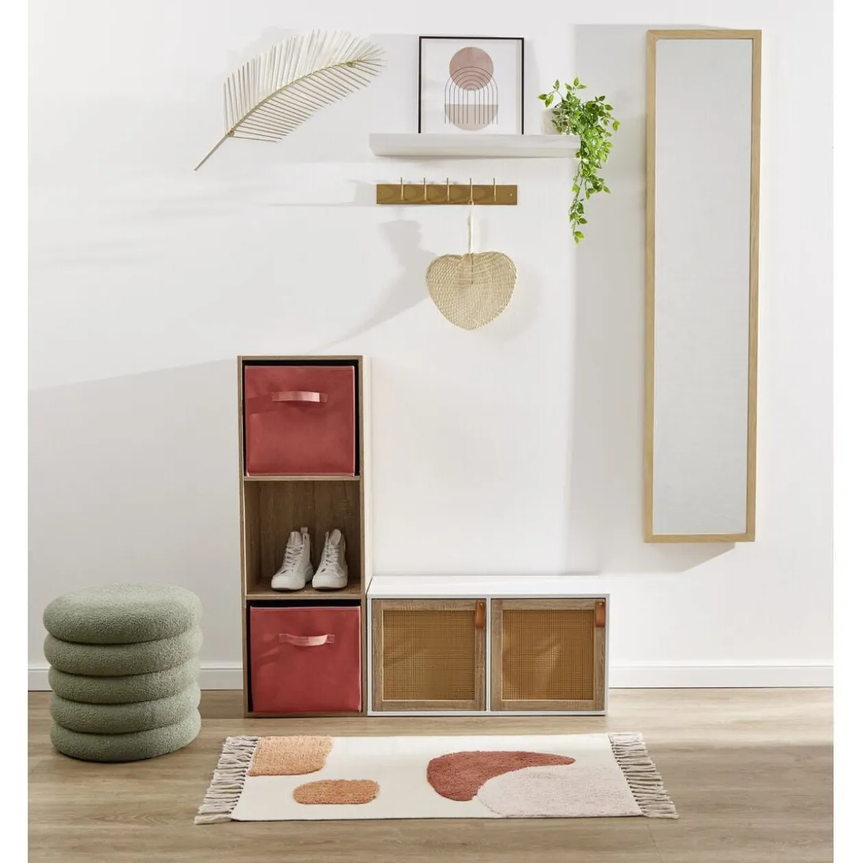 Porte cannage Box Cube 32,2x32,2x1,2cm bois marron