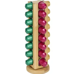 Porte capsules rotatif en bambou Ø10xH29cm