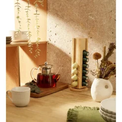 Porte capsules rotatif en bambou Ø10xH29cm