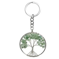 Porte clé avec médaillon arbre de vie et pierres colorées - 3 coloris