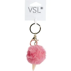 Porte clé cornet de glace et boule pompon - 3 coloris