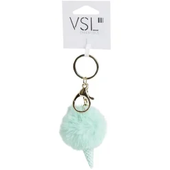 Porte clé cornet de glace et boule pompon - 3 coloris