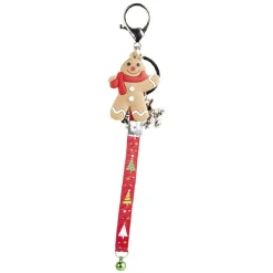 Porte-clé de Noël avec lanière sapin et bonhomme pain d'épice