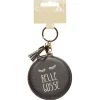 Porte clé double miroir avec inscription message effet simili
