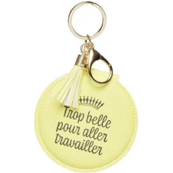 Porte clé double miroir avec inscription message effet simili