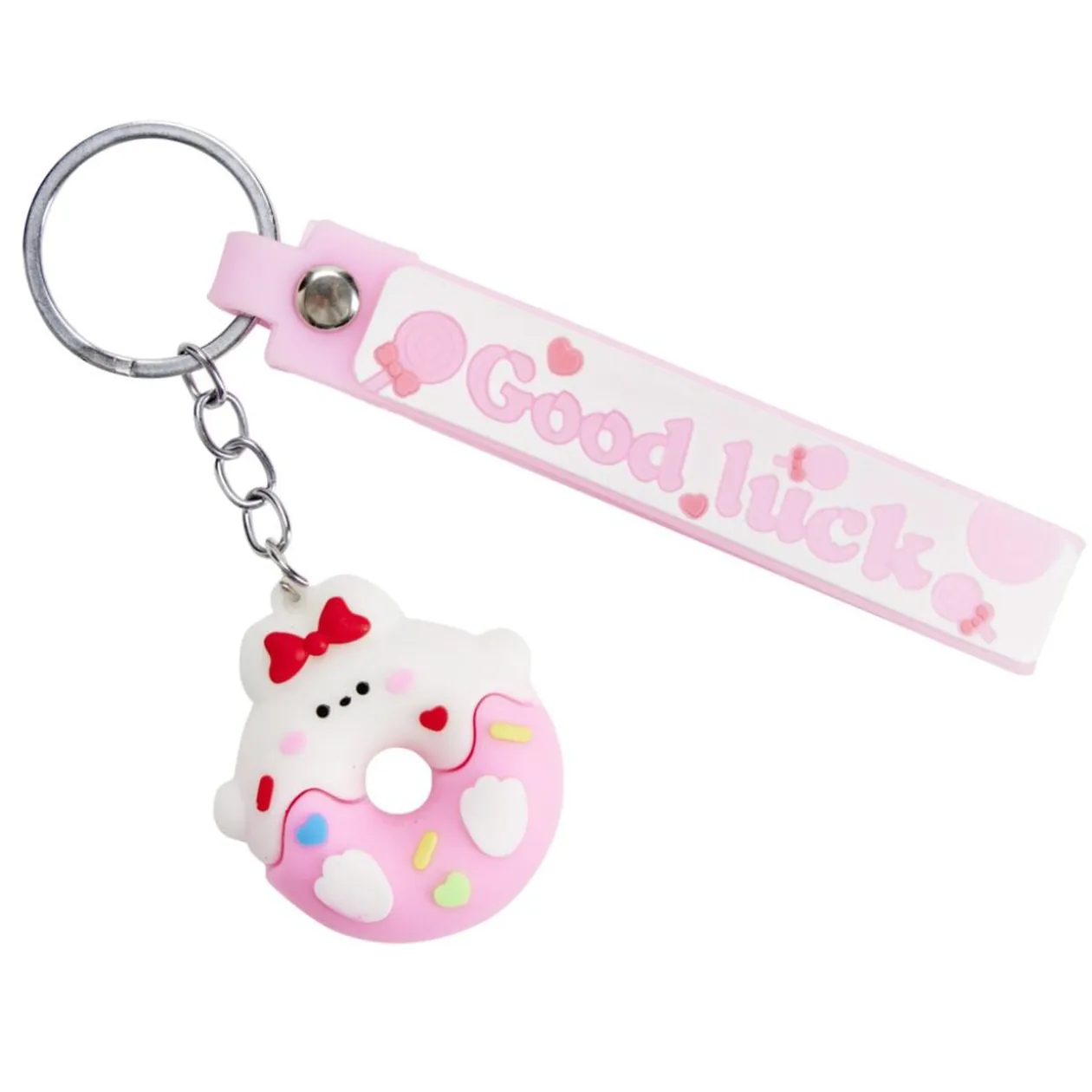 Porte-clé enfant forme donut kawaii plastique Ø4,5xH4cm (4 modèles)