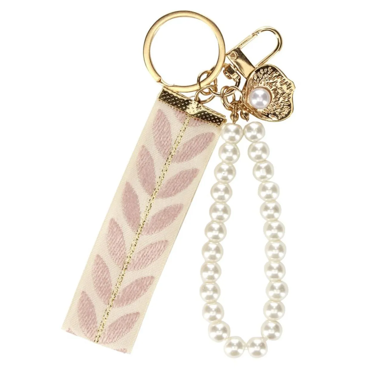 Porte-clé motif feuille et bracelet perle L14cm (2 modèles)