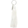 Porte-clé pompon forme embrase blanc