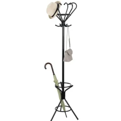 Porte manteau à poser métal noir rétro Ø27xH184cm