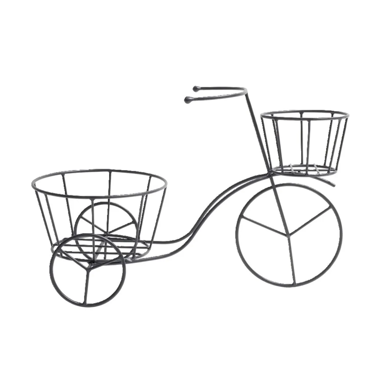 Porte plante en métal noir forme vélo tricycle 44x20xH28cm