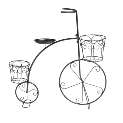 Porte plante forme vélo style rétro en métal noir 70xH71x23cm