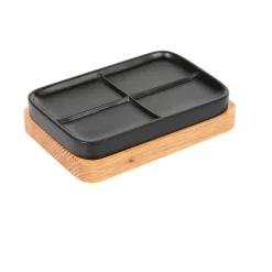 Porte savon couleur bois et noir