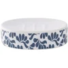 Porte-savon céramique motif végétal blanc et bleu 13x8,5xH3cm < Gifi Best