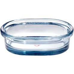 Porte-savon en verre transparent bleu 13,3x9,8xH3,8cm
