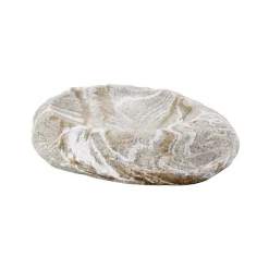 Porte-savon ovale effet pierre plastique gris et marron 9x11,5cm
