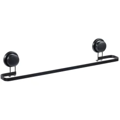 Porte serviette à ventouses métal noir L.60 cm