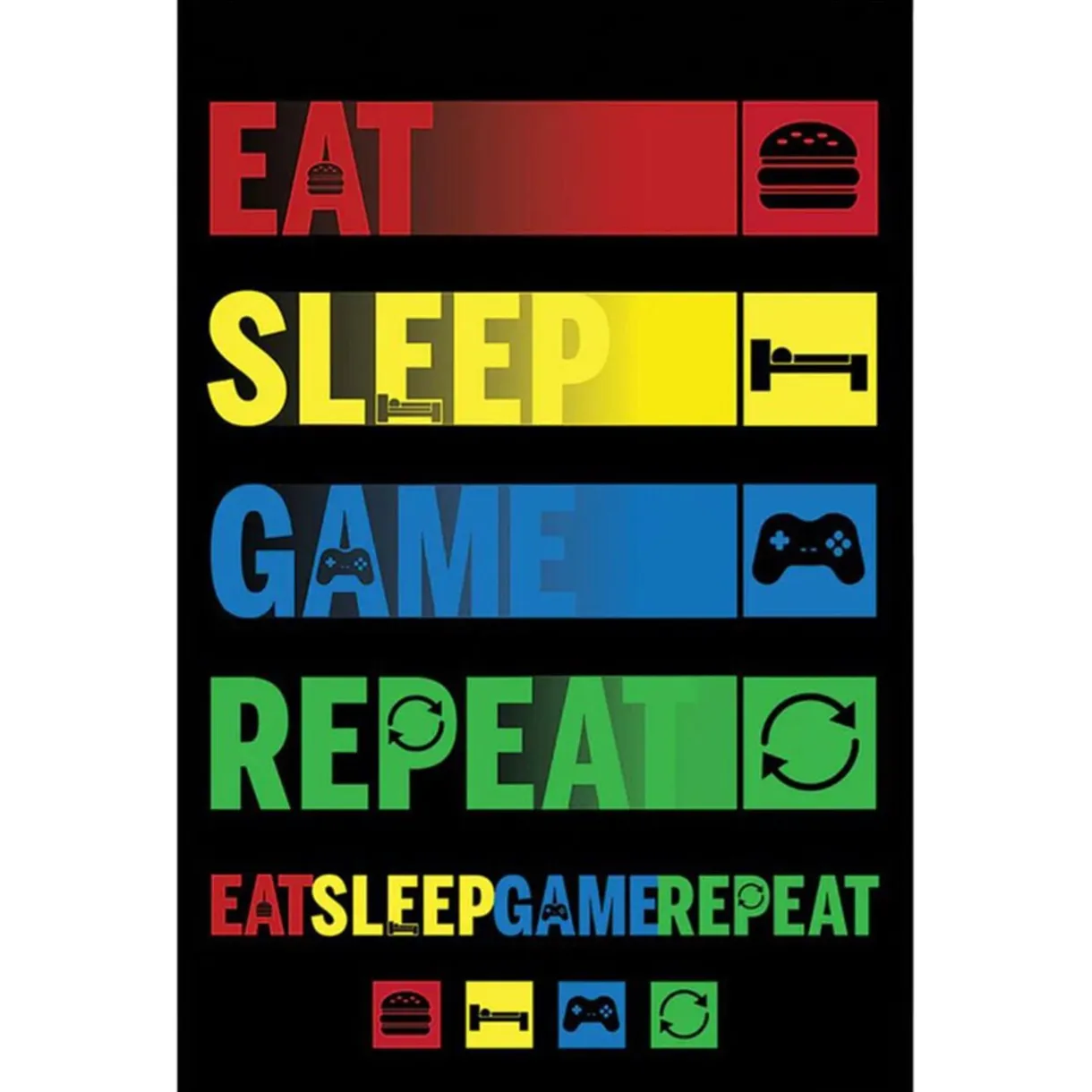 Poster Eat Sleep Game Repeat 91,5x61cm < Gifi Discount