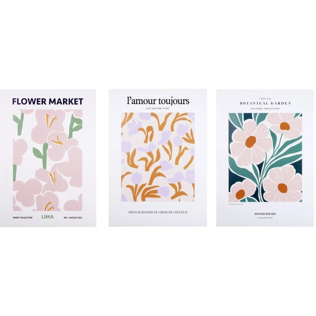Poster papier x3 thème floral 50x70cm (3 modèles) < Gifi Best