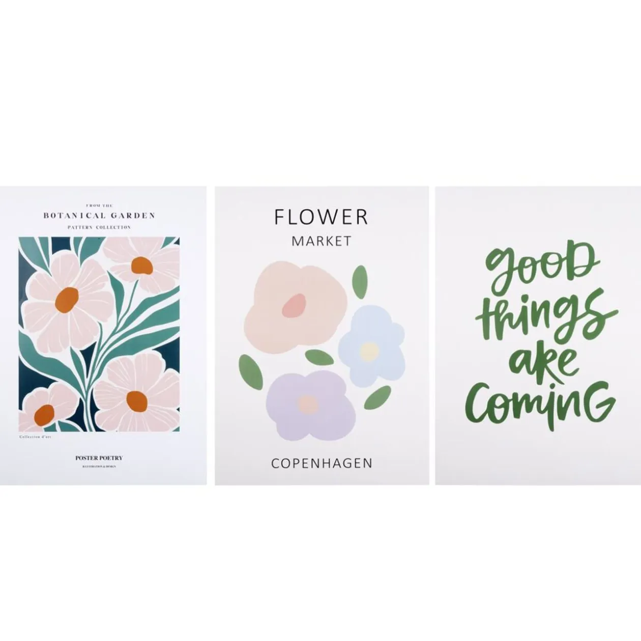 Poster papier x3 thème floral 30x40cm (3 modèles)
