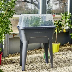 Potager sur pied effet serre Gary plastique gris 59x39xH86,5cm