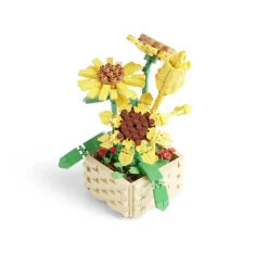 Pot avec fleurs en bloc de construction - 3 modèles