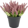 Pot bruyère et rose artificiel Ø16xH25cm