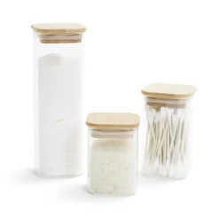 Pot carré en verre 180/220/450ml couvercle bambou