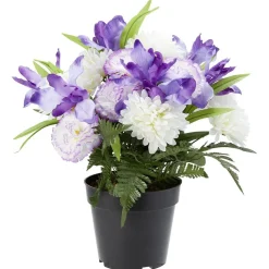Pot chrysanthème+oeillet+iris H38 cm violet < Gifi Best