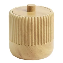Pot à coton rond plastique imitation bois avec couvercle Ø9xH10cm < Gifi Outlet