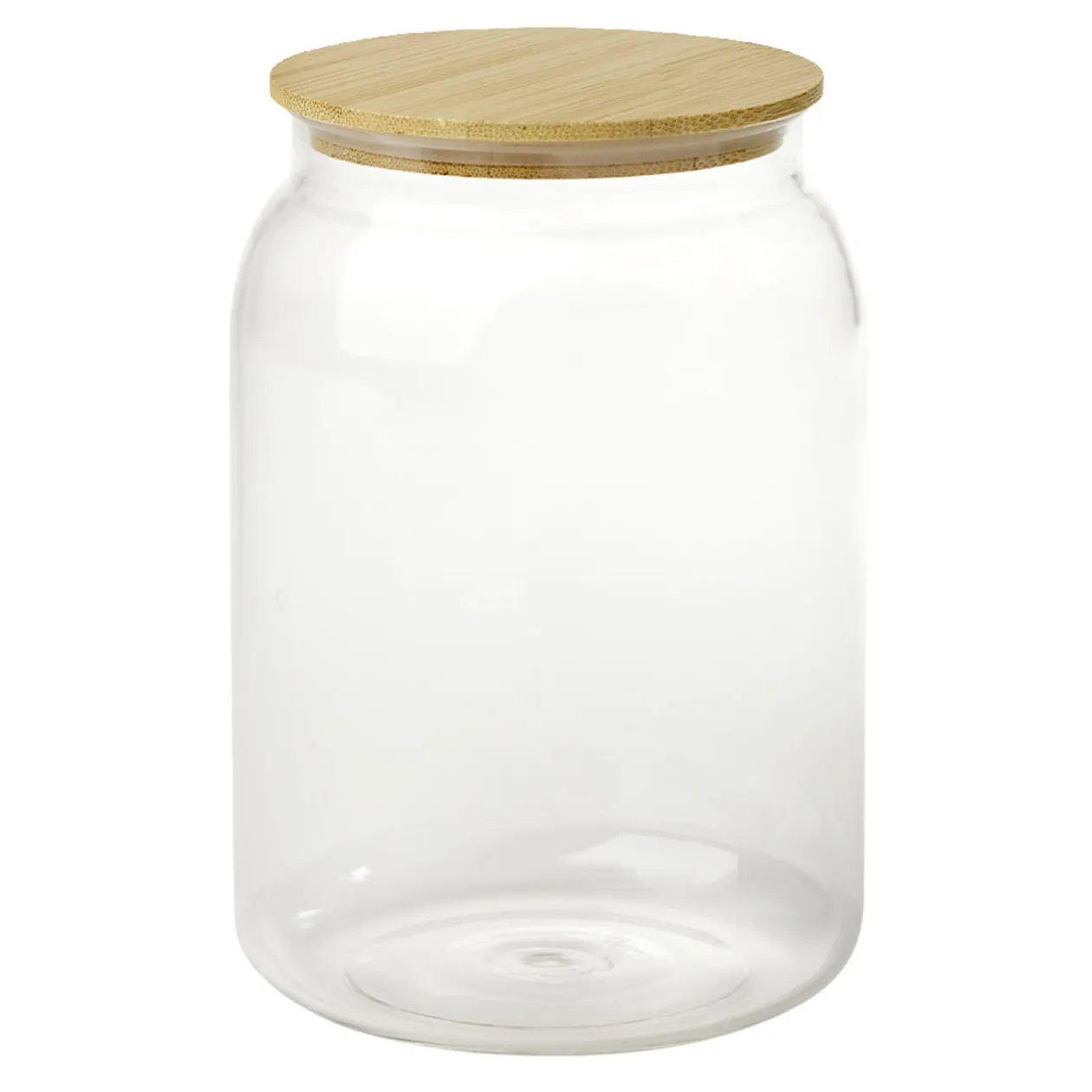 Pot de conservation en plastique et couvercle bois Ø10xH15cm