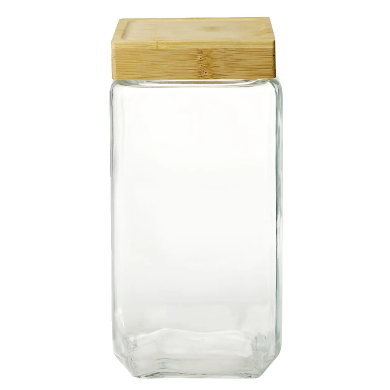 Pot de conservation hermétique carré en verre avec couvercle bambou 2,2L