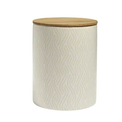 Pot de conservation 2,1L grès et couvercle bambou Ø14,2xH17,7cm < Gifi Best