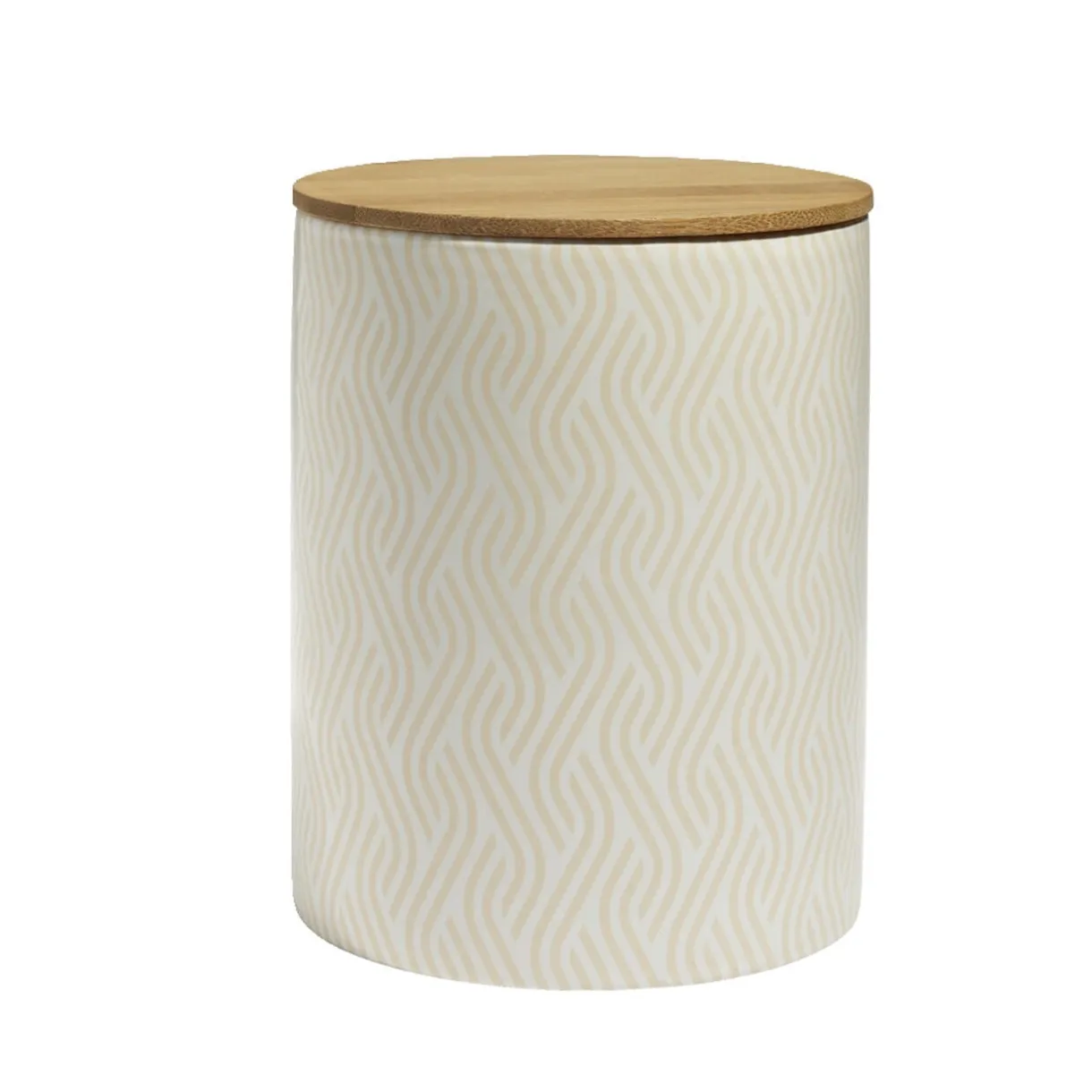 Pot de conservation 2,1L grès et couvercle bambou Ø14,2xH17,7cm < Gifi Best
