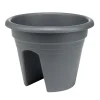 Pot de fleur balcon rond plastique noir Ø29,5xH22,5cm < Gifi Online