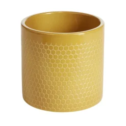 Pot de fleur jaune motif nid d'abeille Capri Ø13,5x12,3cm 1,29L < Gifi Sale